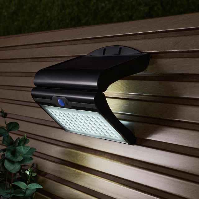 Zink BLACKHALL 4.5W LED Solar Wall Light with PIR Sensor Black 4