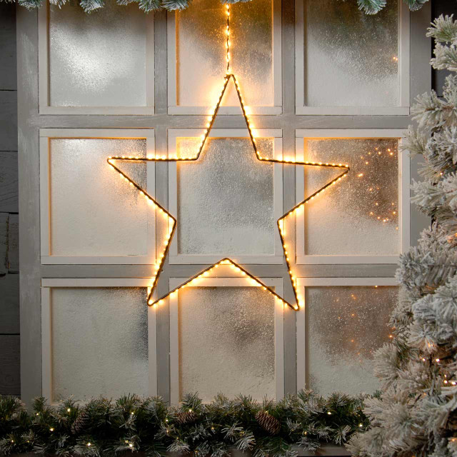 Festive 58cm Black Star Christmas Decoration 180 Warm White LEDs 1