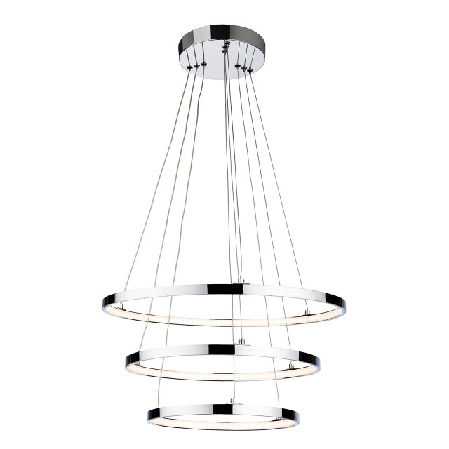 Firstlight Esprit Modern Style LED 3-Ring Pendant Light 31W Warm White Chrome 1