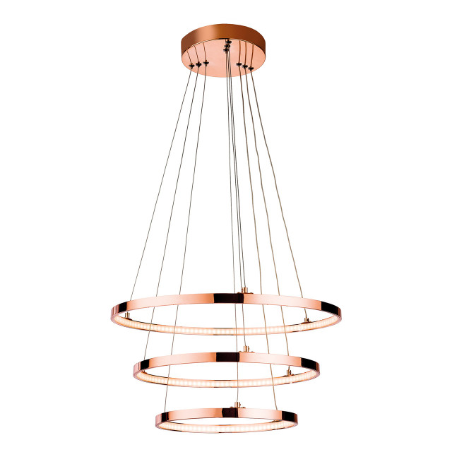 Firstlight Esprit Modern Style LED 3-Ring Pendant Light 31W Warm White Copper 1