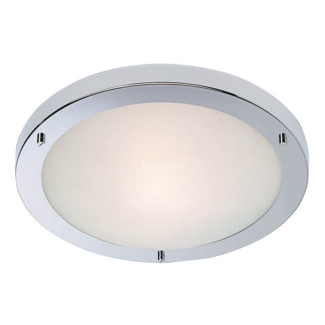 Firstlight Rondo Modern Style LED 31cm Flush Ceiling Light 12W Warm White in Chrome and Opal Glass 1