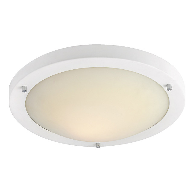 Firstlight Rondo LED 31cm Flush Ceiling Light 12W Warm White in Matt White and Opal Glass 1