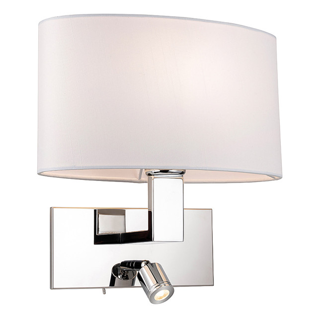 Firstlight Webster Contemporary Style LED 2-Light Wall Light 1W Warm White Chrome and Cream Shade 1