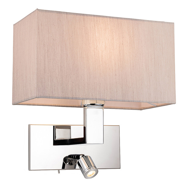 Firstlight Raffles Contemporary Style LED 2-Light Wall Light 1W Warm White Chrome and Oyster Shade 1