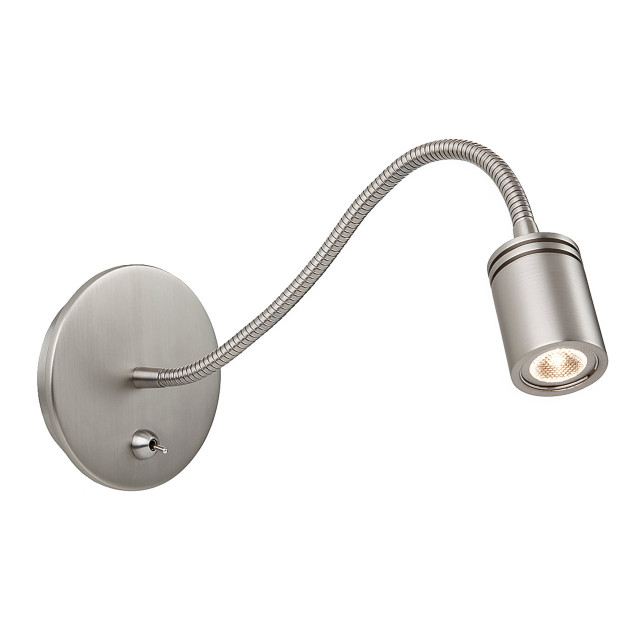 Firstlight Ritz LED Flexible Wall Spotlight 3W with On/Off Switch Warm White Brushed Nickel 1
