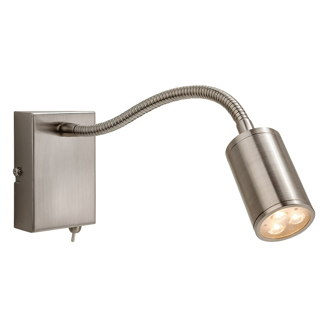 Firstlight Orion LED Flexible Wall Spotlight 4W with On/Off Switch Warm White Brushed Steel 1