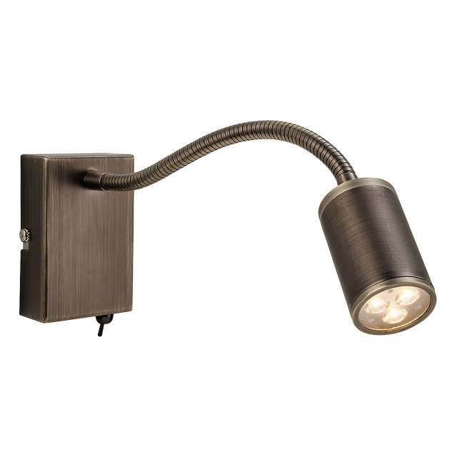 Firstlight Orion Modern Style LED Flexible Wall Spotlight 4W with On/Off Switch Warm White Bronze 1
