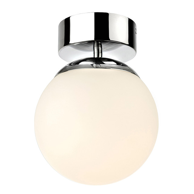 Firstlight Brook LED Semi-Flush Ceiling Light 10W Warm White in Chrome and Opal Glass 1