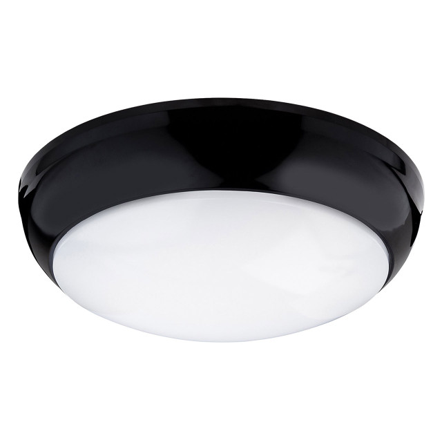 Firstlight Regis Modern Style LED Flush Ceiling Light 8W Cool White in Black and Opal 1