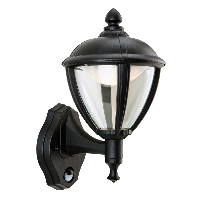 Firstlight Unite Traditional Style LED Uplight Lantern 9W PIR Sensor Warm White in Black and Opal 1
