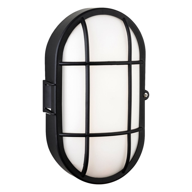 Firstlight Lewis Retro Style LED Oval Bulkhead 9W Warm White in Black and Opal 1