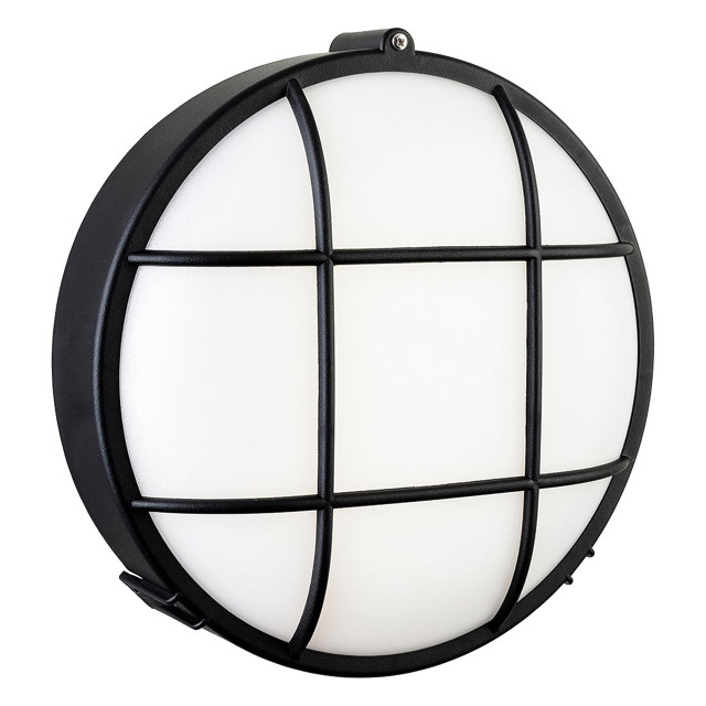 Firstlight Lewis Retro Style LED Round Bulkhead 9W Warm White in Black and Opal 1