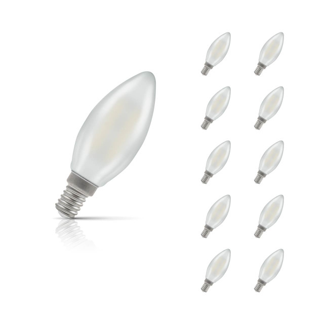 Crompton Candle LED Light Bulb E14 2.5W (25W Eqv) Warm White 10-Pack Pearl 1