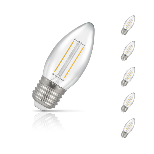 Crompton Candle LED Light Bulb E27 2.5W (25W Eqv) Cool White 5-Pack Clear 1