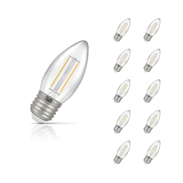 Crompton Candle LED Light Bulb E27 2.5W (25W Eqv) Cool White 10-Pack Clear 1