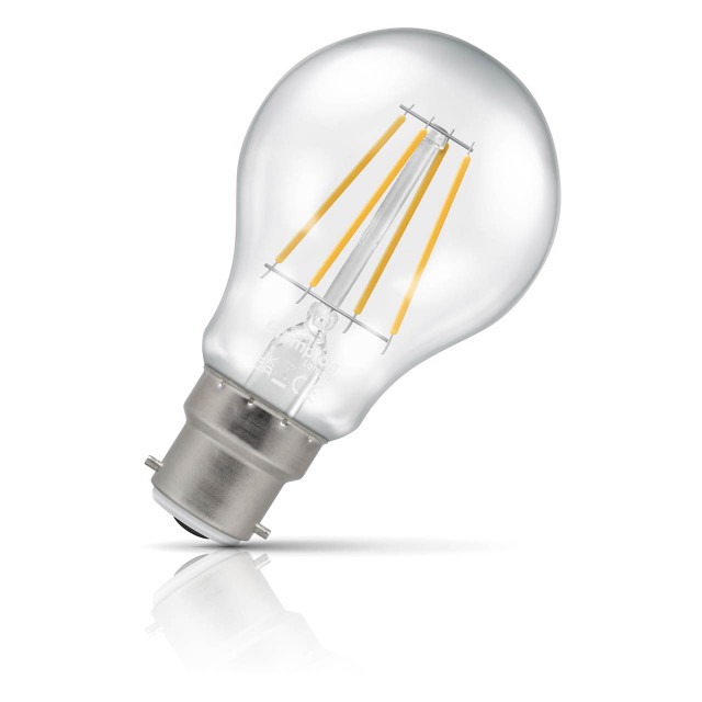 Crompton GLS LED Light Bulb B22 7W (60W Eqv) Dimmable Cool White Clear Filament Bayonet