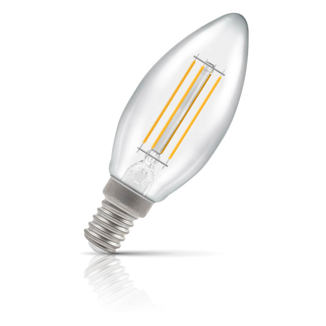 Crompton Candle LED Light Bulb Dimmable E14 4.2W (40W Eqv) Cool White Filament Clear