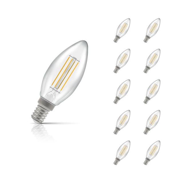 Crompton Candle LED Light Bulb Dimmable E14 5W (40W Eqv) Cool White 10-Pack Clear 1