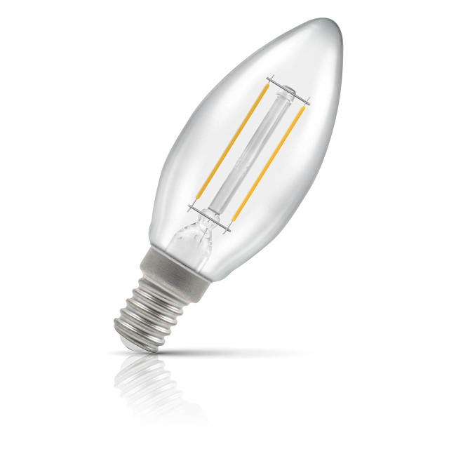 Crompton Candle LED Light Bulb E14 2.2W (25W Eqv) Warm White Filament Clear 1