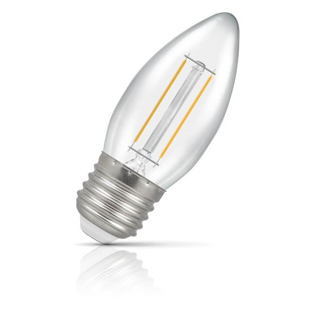 Crompton Candle LED Light Bulb E27 2.2W (25W Eqv) Warm White Filament Clear 1