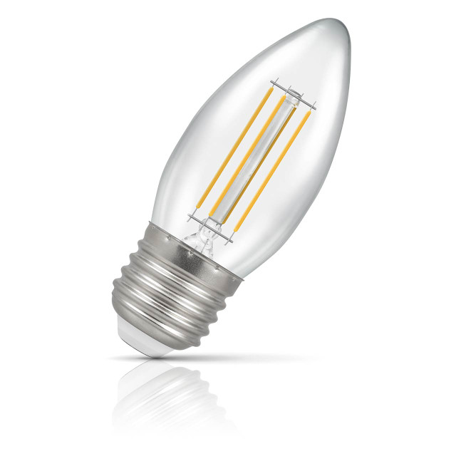 Crompton Candle LED Light Bulb E27 4.2W (40W Eqv) Warm White Filament Clear 1