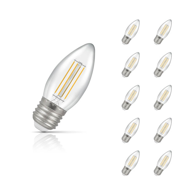 Crompton Candle LED Light Bulb E27 4.2W (40W Eqv) Warm White 10-Pack Clear 1