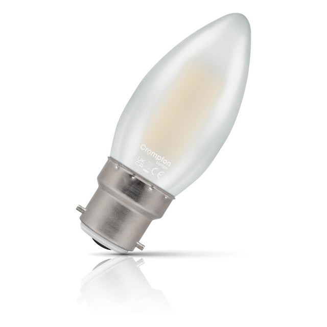 Crompton Candle LED Light Bulb B22 4.2W (40W Eqv) Warm White Pearl Filament Bayonet Frosted