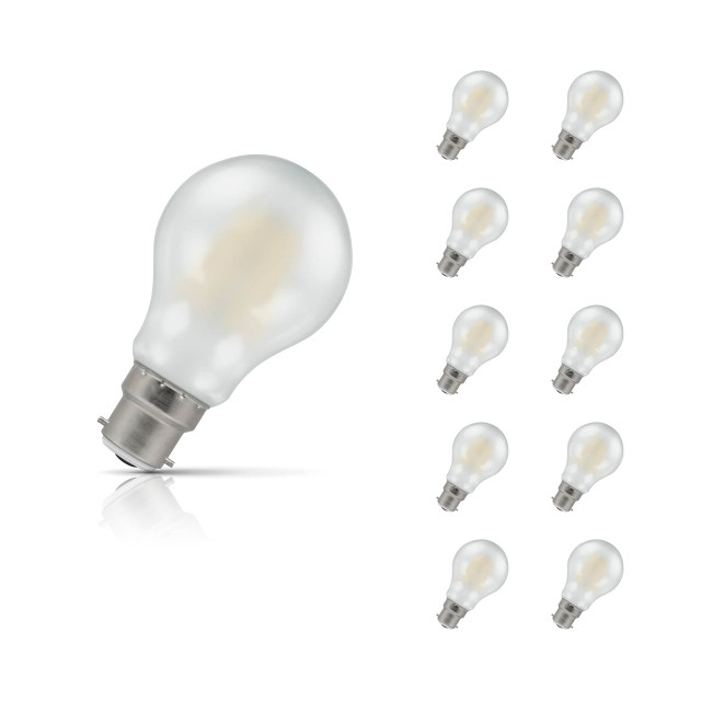 Crompton GLS LED Light Bulb B22 7W (60W Eqv) Warm White 10-Pack Filament Pearl
2