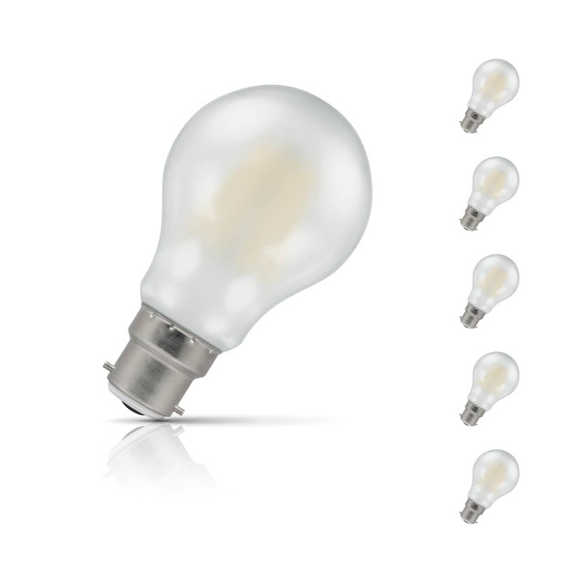 Crompton GLS LED Light Bulb B22 7W (60W Eqv) Cool White 5-Pack Filament Pearl 1