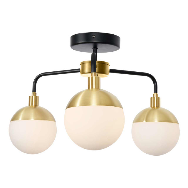 Spa Lille 3-Light Semi-Flush Ceiling Light Satin Brass 1
