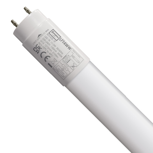 Crompton T8 LED Tube Light 4ft 17.5W (36W Eqv) Warm White Opal
