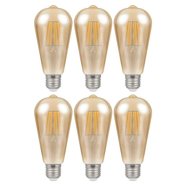 Crompton ST64 LED Light Bulb E27 7.5W (50W Eqv) Warm White 5-Pack Vintage