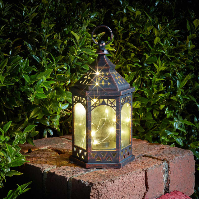 Outside In LED Firefly Maroc Battery Operated Lantern Bronze 2
