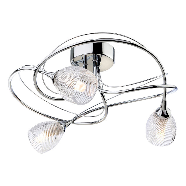 Firstlight Henley Style 3-Light Flush Ceiling Light in Chrome and Clear Decorative Glass 1