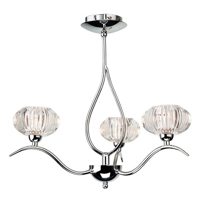 Firstlight Lisbon Style 3-Light Semi-Flush Ceiling Light in Chrome and Clear Decorative Glass 1