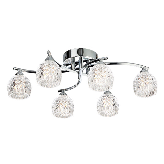 Firstlight Maple Contemporary Style 6-Light Flush Ceiling Light in Chrome and Clear Glass 1