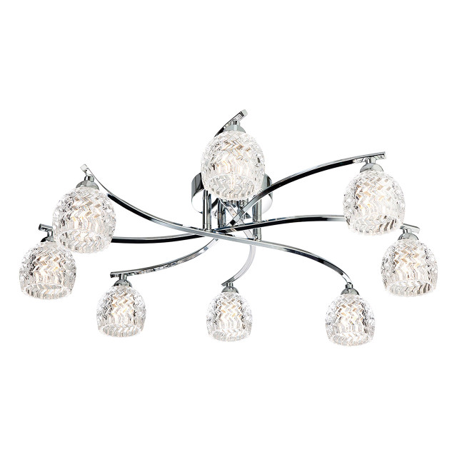 Firstlight Maple Contemporary Style 8-Light Flush Ceiling Light in Chrome and Clear Glass 1
