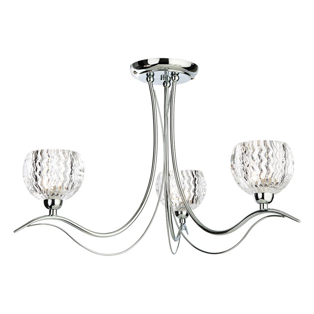 Firstlight Blanche Contemporary Style 3-Light Semi-Flush Ceiling Light in Chrome and Clear Glass 1