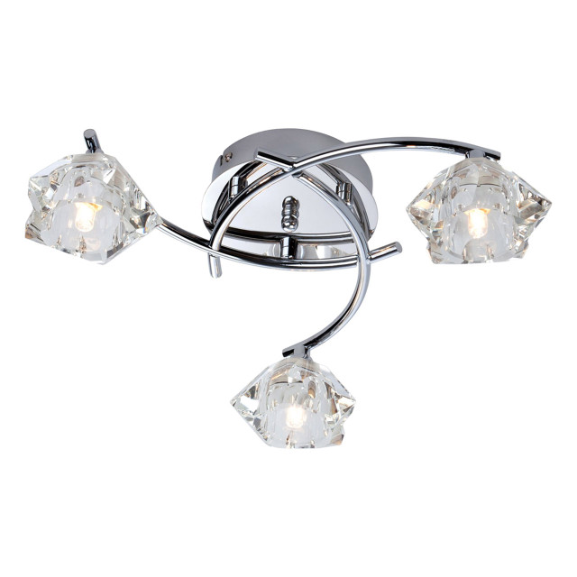 Firstlight Clara Contemporary Style 3-Light Flush Ceiling Light in Chrome and Clear Glass 1