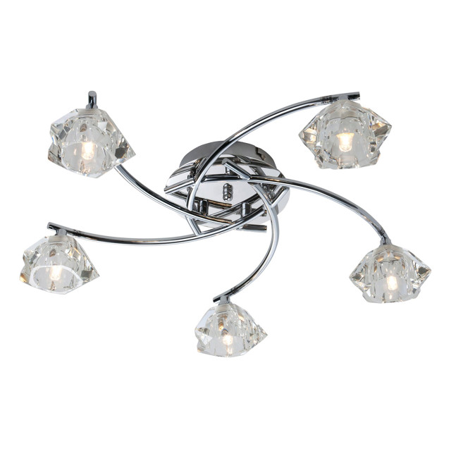 Firstlight Clara Contemporary Style 5-Light Flush Ceiling Light in Chrome and Clear Glass 1