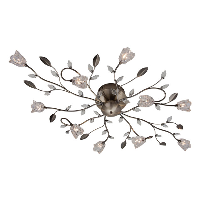 Firstlight Cindy Style 10-Light Flush Ceiling Light in Antique Brass and Clear Glass 1