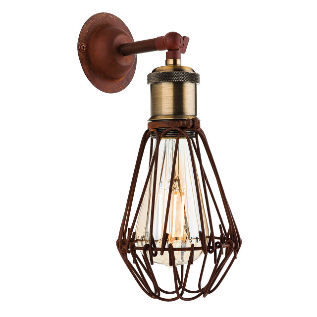 Firstlight Arcade Industrial Style Wall Light Rustic Brown 1