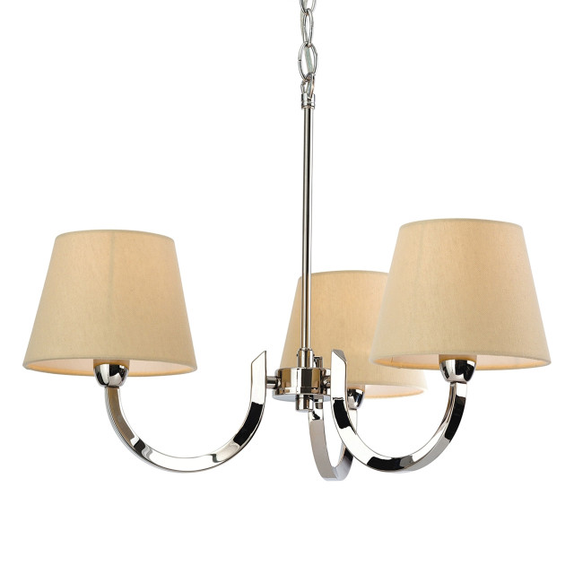 Firstlight Fairmont Contemporary Style 3-Light Pendant Light Polished Steel and Cream Shades 1