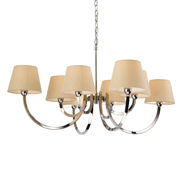 Firstlight Fairmont Contemporary Style 8-Light Pendant Light Polished Steel and Cream Shades 1