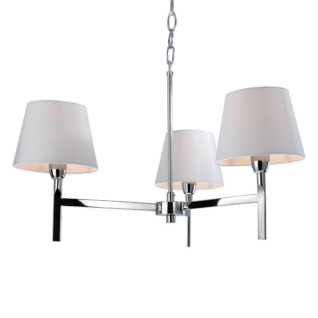 Firstlight Transition Contemporary Style 3-Light Pendant Light Polished Steel and Cream Shades 1
