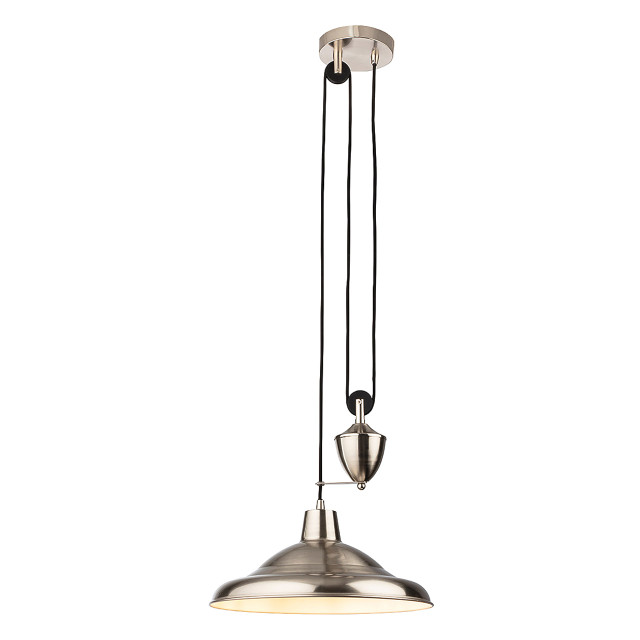 Firstlight Suffolk Classic Style Rise and Fall Pendant Light Brushed Steel 1