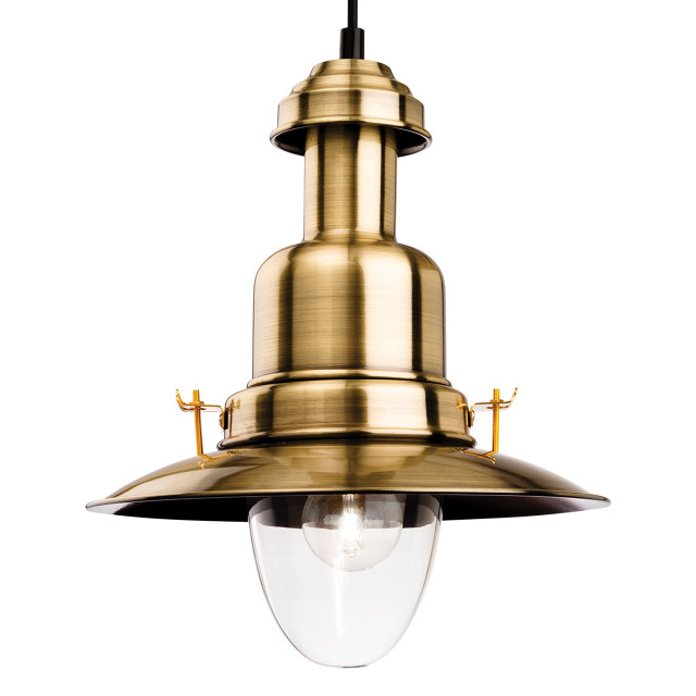 Firstlight Classic Traditional Style 26cm Pendant Light in Antique Brass and Clear Glass 1