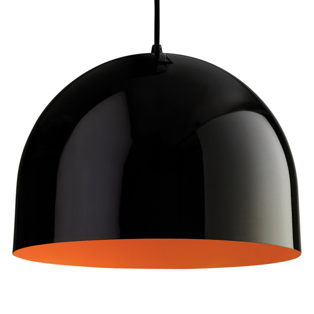 Firstlight House Modern Style 30cm Pendant Light Black and Orange Inner 1