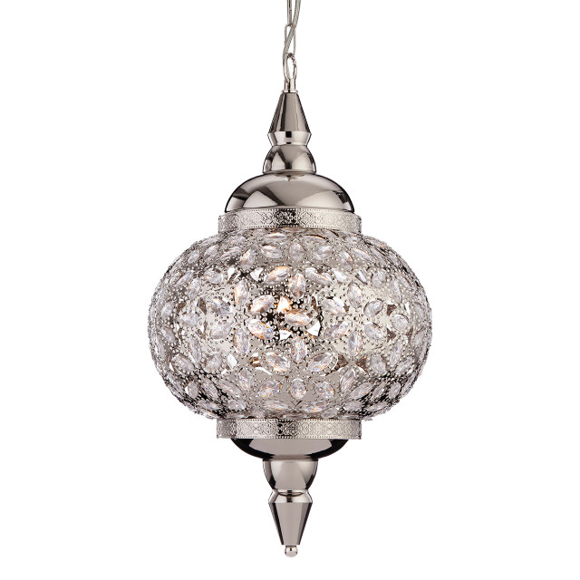 Firstlight Taj Middle Eastern Style 29cm Pendant Light in Chrome and Clear Acrylic Glass 1