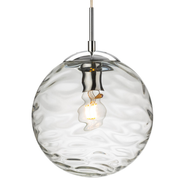 Firstlight Mercury Decorative-Wave Style 25cm Pendant Light in Chrome and Clear Glass 1